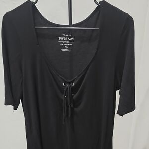 Torrid Black Lace-Up Super Soft Knits Top Plus Size 00